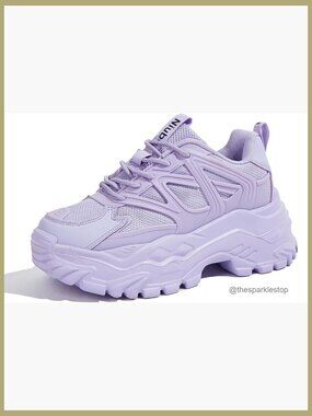Chunky Platform Sneakers for Women - Comfortable Casual Walking Shoes Lace Up